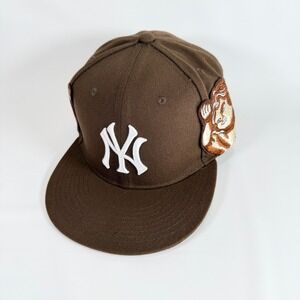 Jon Stan New York Yankees New Era 59FIFTY Hat 7 5/8 Brown Cherub Custom Fitted